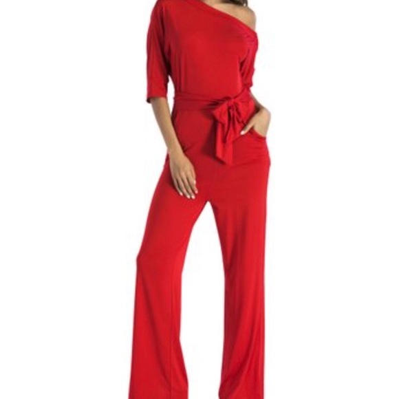 NWT Fee Et Rit Red Asymmetrical Jumpsuit - Picture 2 of 2